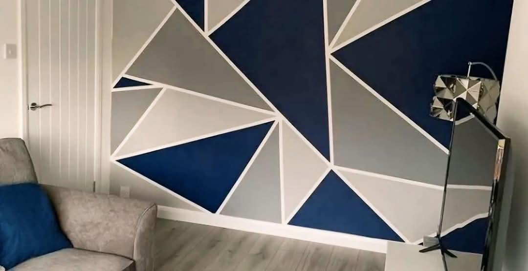 Design accentmuur navy & grijs — Heiloo